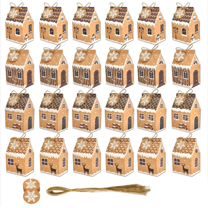 Wiszący kalendarz adwentowy na rok 2025 – 24 ponumerowane pudełka z niespodziankami | Dekoracje ścienne DIY, świąteczne upominki na imprezę - 2