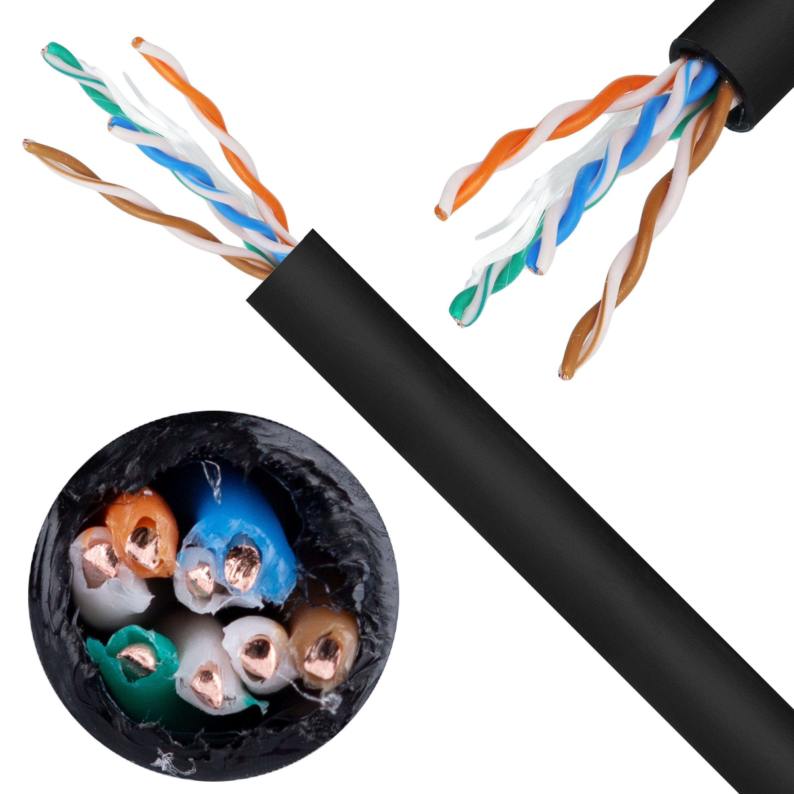 Kabel sieciowy U/UTP kat.5e skrętka 4x2x0,5mm zewnętrzny suchy PE czarny SecurityNET 305m