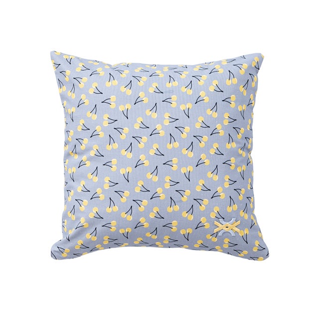 Cojin 40x40cm 144tc 100%algodon azul con cerezas amarillas benetton fruits be