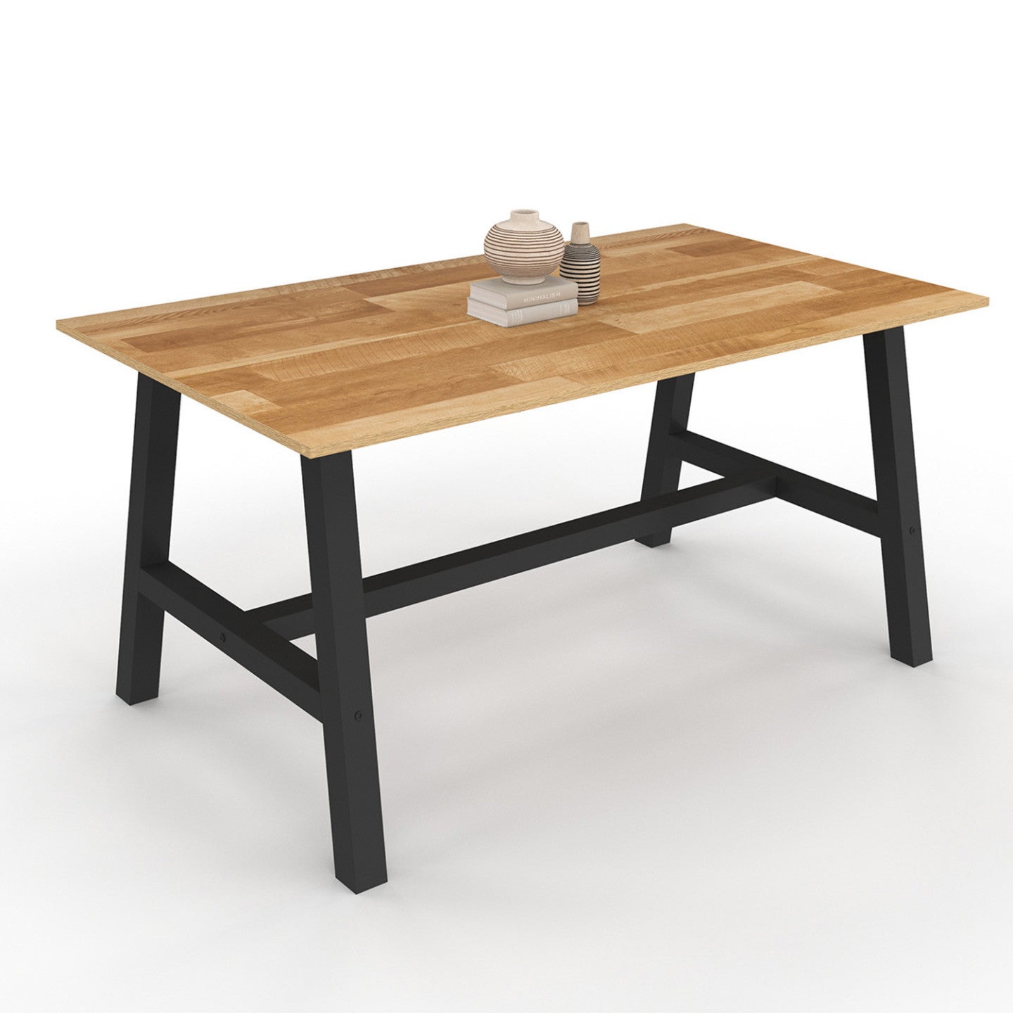 Table à manger extensible rectangle MADELEINE 6-12 personnes bois et métal noir 160-240 cm - 5