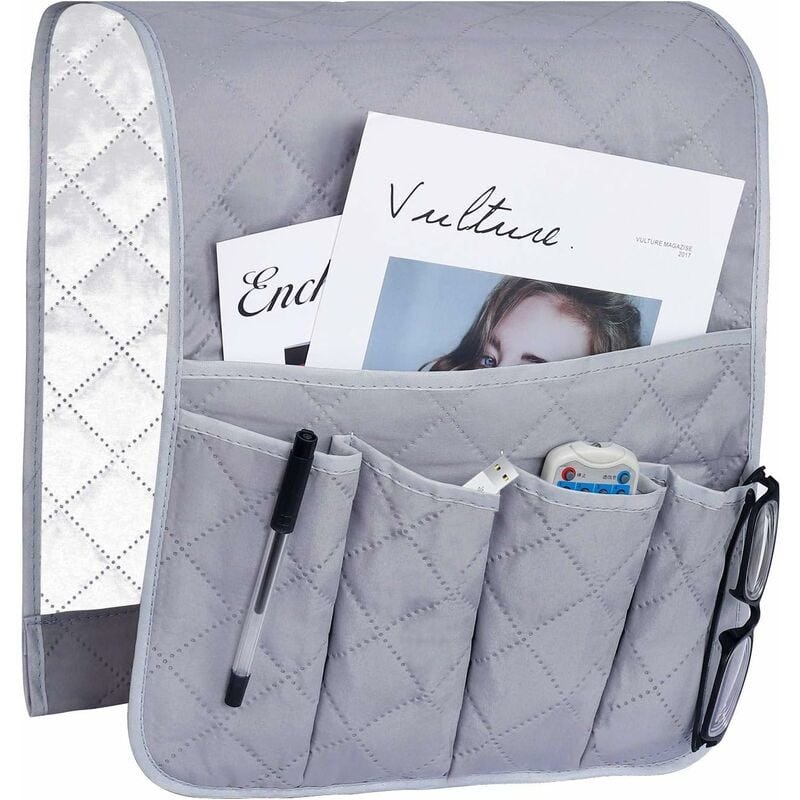 Borsa portaoggetti per bracciolo poltrona, Grigio, Copridivano