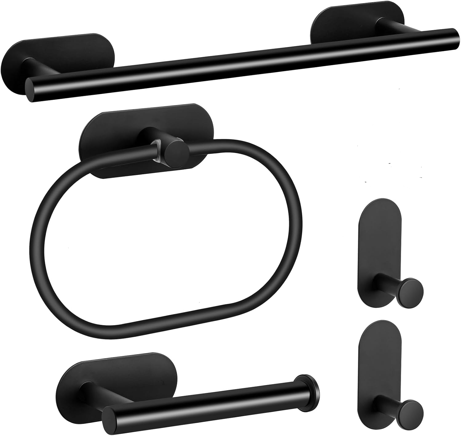 Wieszak ścienny na ręczniki ze stali nierdzewnej, 5 sztuk, do łazienki, sypialni i kuchni - czarny