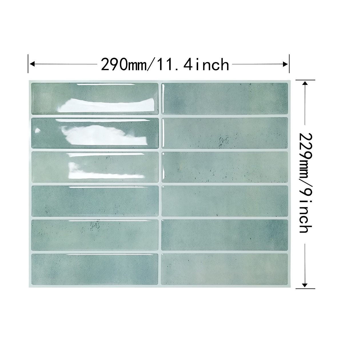 Lot de 10 crédences adhésives pour cuisine, salle de bain, carrelage mural, bleu clair - 2