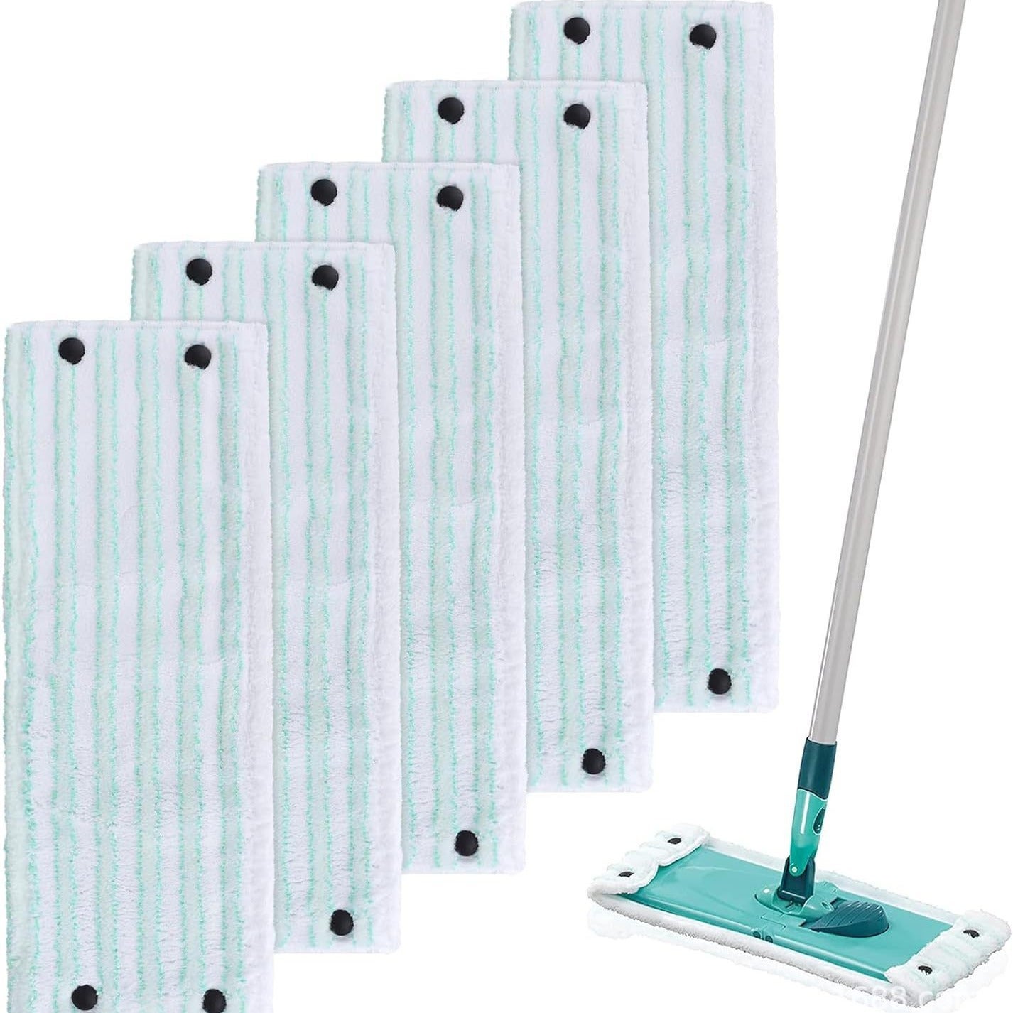 Opakowanie 5 wkładów do mopa Leifheit Clean Twist/Combi M Micro Duo – ściereczka z frędzlami, 47 x 16 cm, kompatybilna z mopami Leifheit, wymienne mop