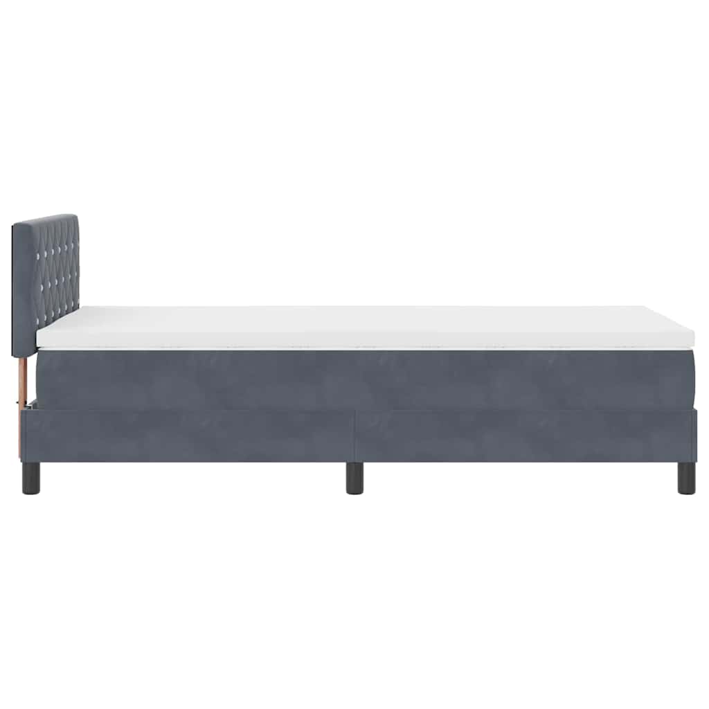 Cadre de lit avec matelas Gris foncé 90 x 200 cm tissu - 9