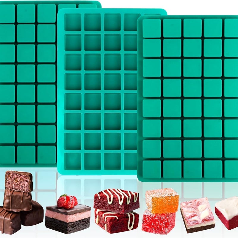 3-częściowa silikonowa forma do czekolady, 40 gniazd, kwadratowa i kwadratowa silikonowa forma do czekolady, ciemnozielona kwadratowa silikonowa