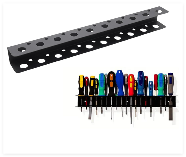Organizer Da Parete Per Cacciaviti, Supporto In Acciaio Con 23 Fori, 32 Cm, Include Viti, Per Garage E Officina, Nero - 4