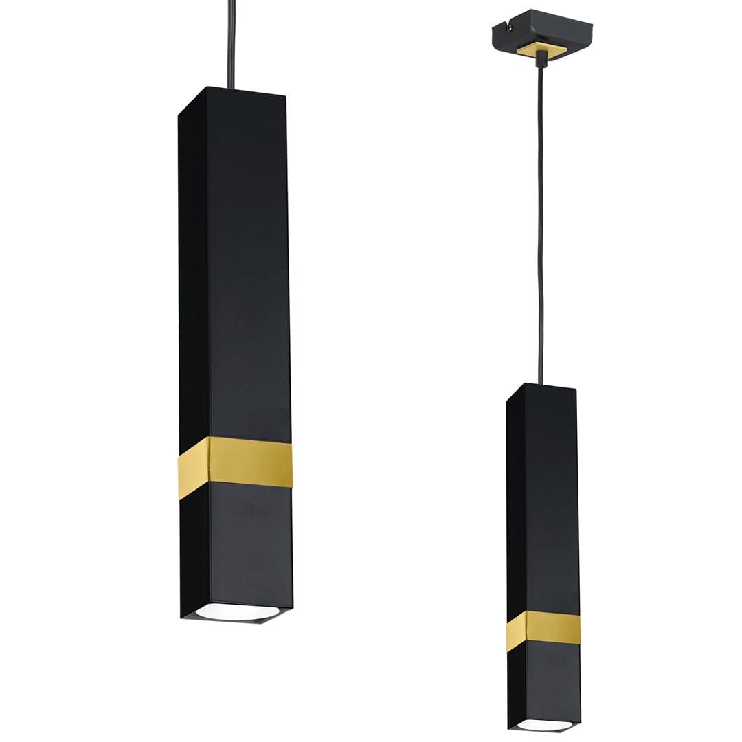 Lampa wisząca Vidar czarno-złota 1xGU10x40W wym: 90 x 8 x 8 cm metal Milagro