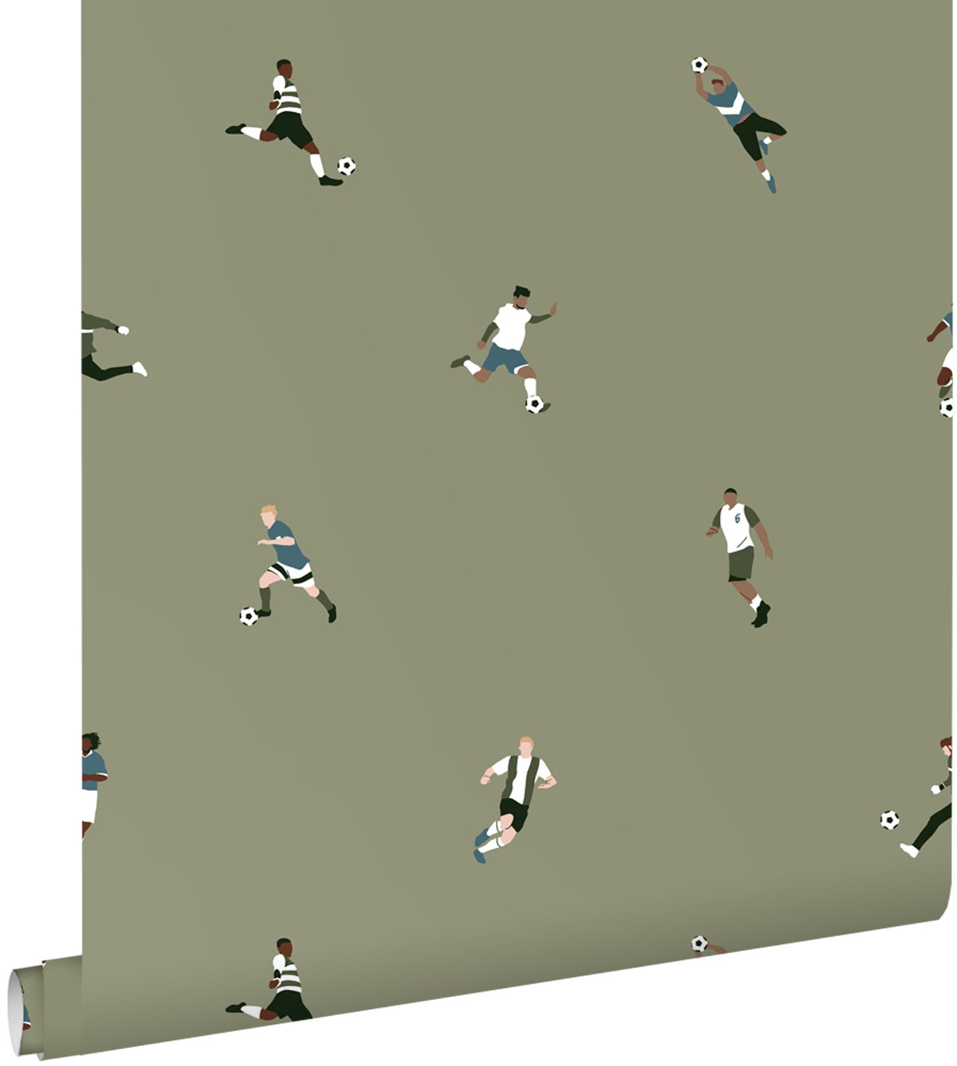 Tapeta piłkarze oliwkowym - 50 x 900 cm - ESTAHOME