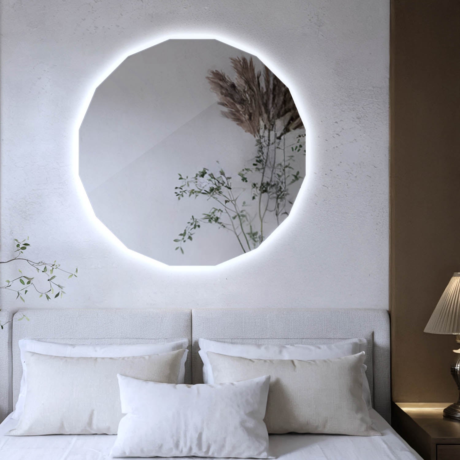 Specchio LED rotondo con luce fredda moderno e funzionale 50x50 cm ArtPrintCave - 2