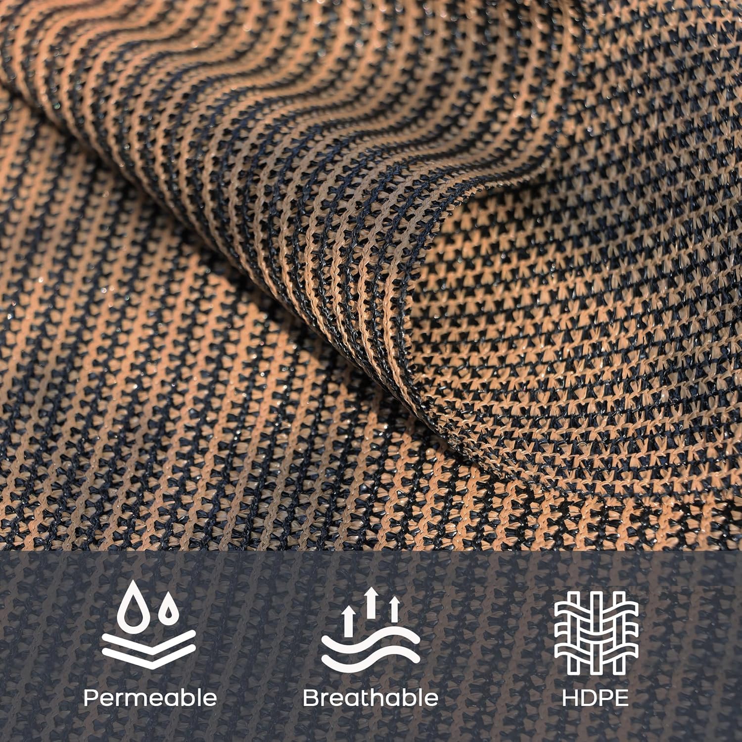 Toile d'ombrage perforée pour protection solaire et intimité, idéale pour balcon, terrasse, pergola (2 x 4 m) - Marron - 2