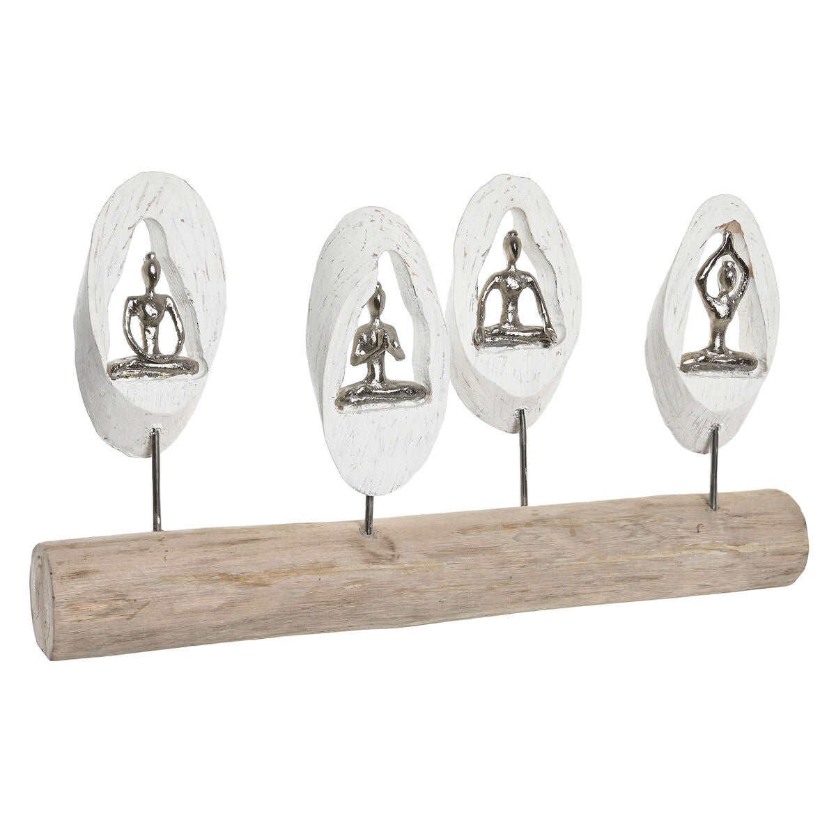 Figura decorativa dkd home decor 56 x 8 x 31 cm marrón aluminio blanco madera de mango yoga