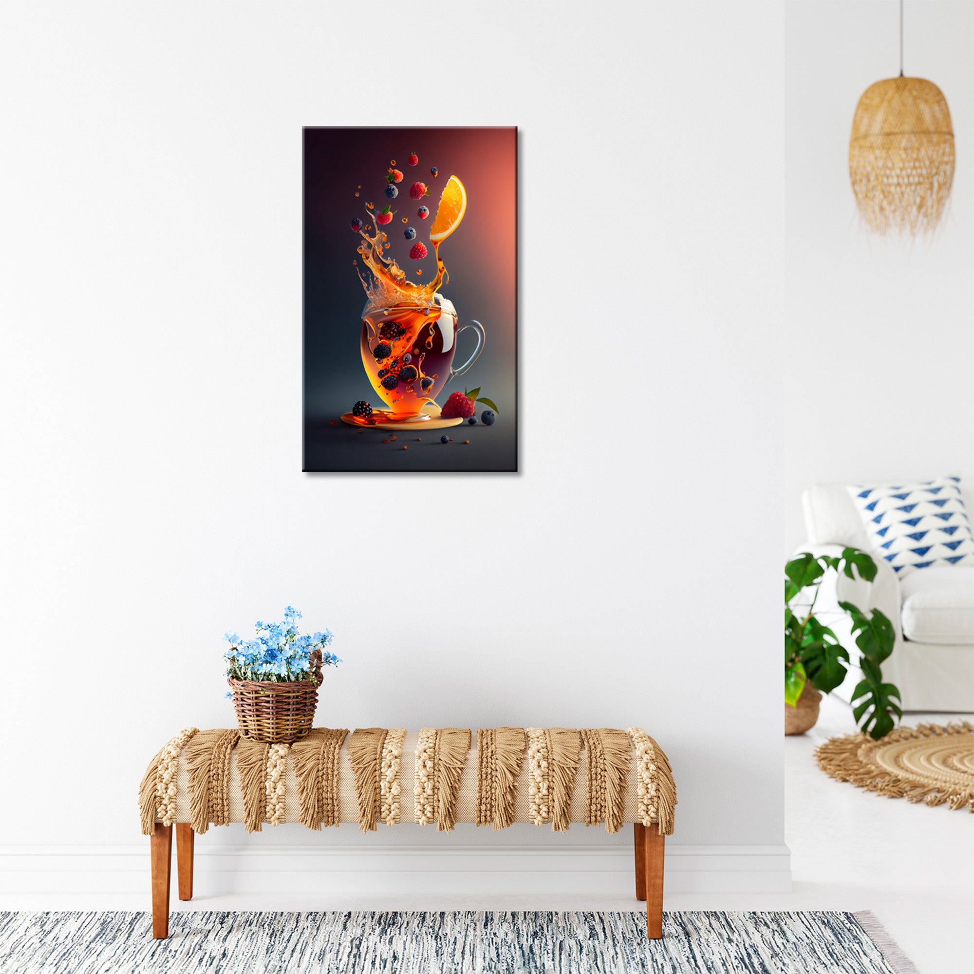 DECLINA, Tableau toile imprimée cuisine, Tableau toile déco Thé fruité , 30x50 cm - 3