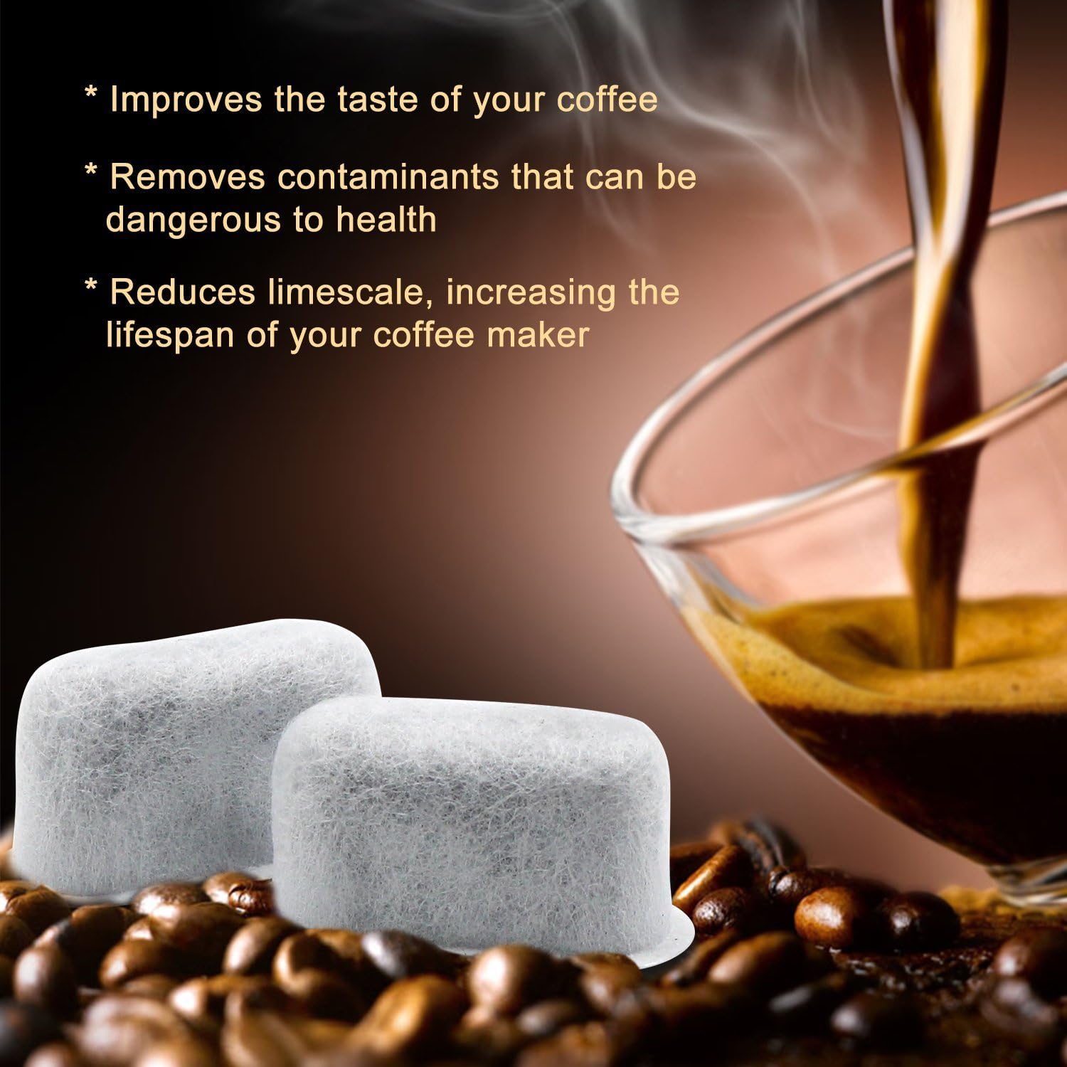 Wymienne filtry węglowe do wody do ekspresów do kawy - Kompatybilne ze wszystkimi ekspresami do kawy - Opakowanie 12 szt. - 4
