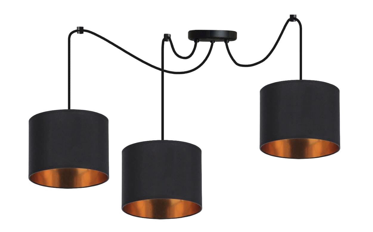 Lampa wisząca Candida czarno-złota 3xE27x40W wym: 150 x 100 x 100 cm tkanina Candellux