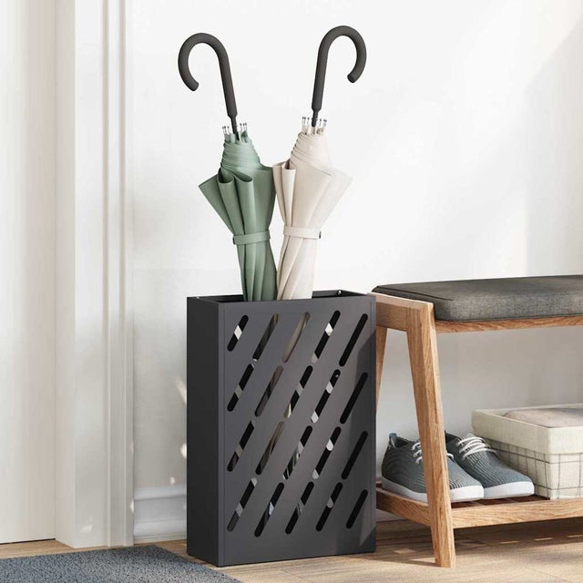 vidaXL Stand de Parapluie de Pluie Noir 28 x 12 x 41 cm Acier