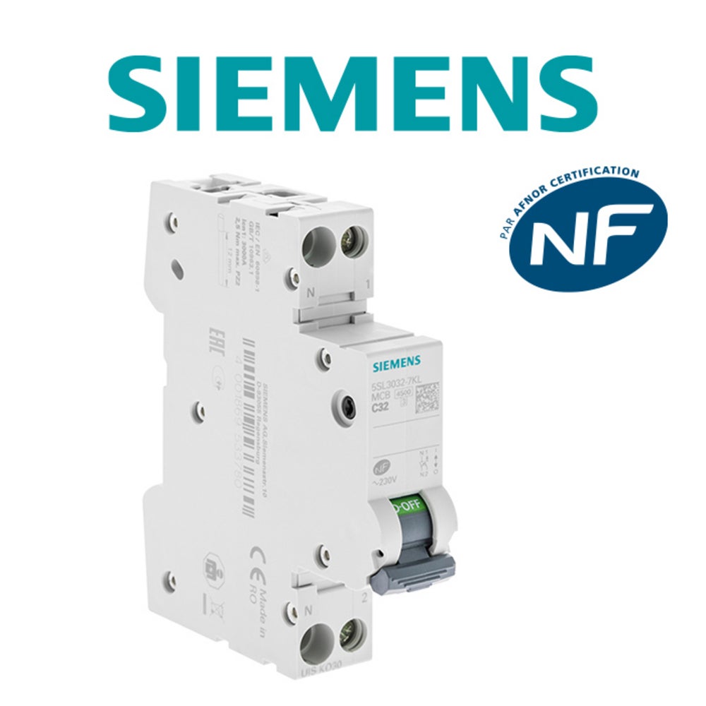 SIEMENS Disjoncteur 32A Ph+N courbe C 4.5kA 230V - 2