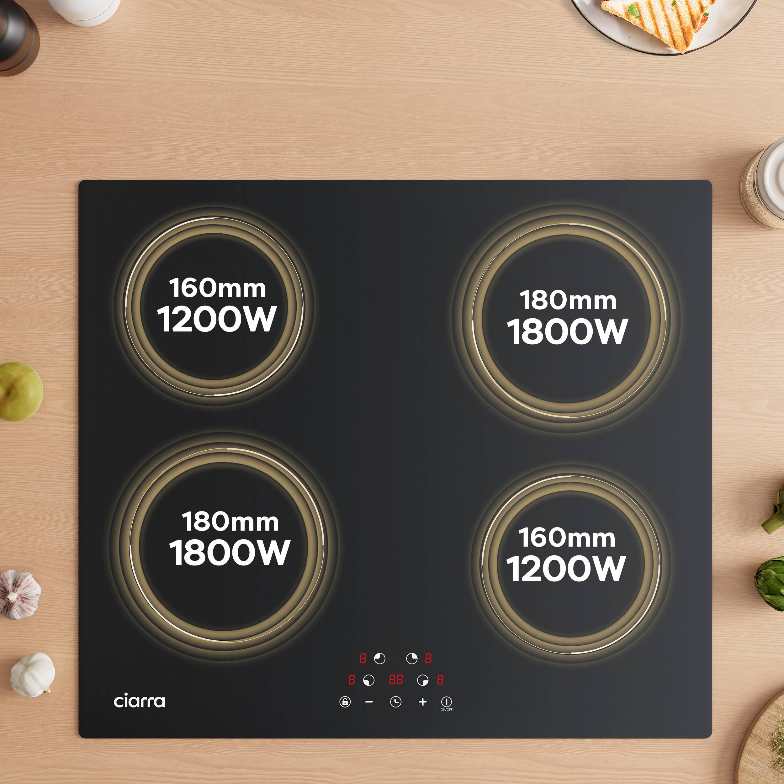 CIARRA Placa de Indução 59Cm 6000W Timer Touch Button CD4BIH-D - 3