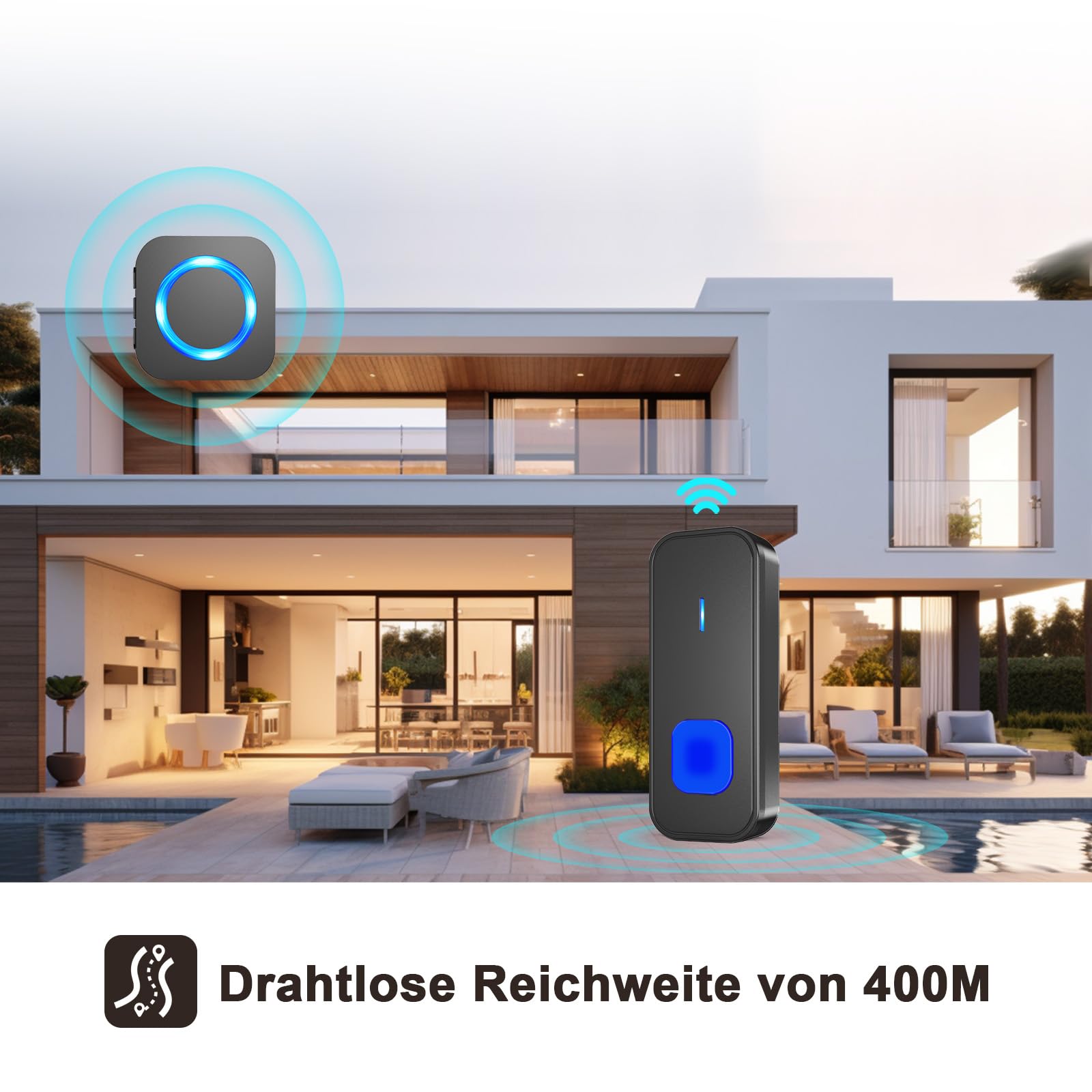 Campanello Wireless Esterno SURFOU Impermeabile - Portata 400m, 55 Suonerie, 3 Ricevitori - Foto 6