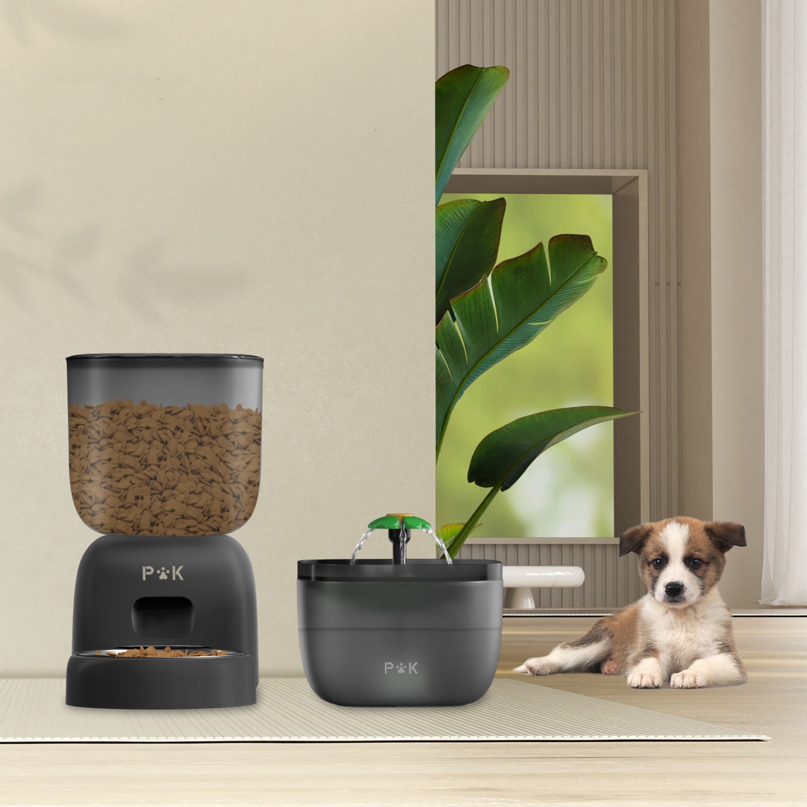 Distribuidor automático de tigela para animais de estimação 3L Dispensador de comida seca para gatos preto +fonte de água para animais de estimação 2L - 4
