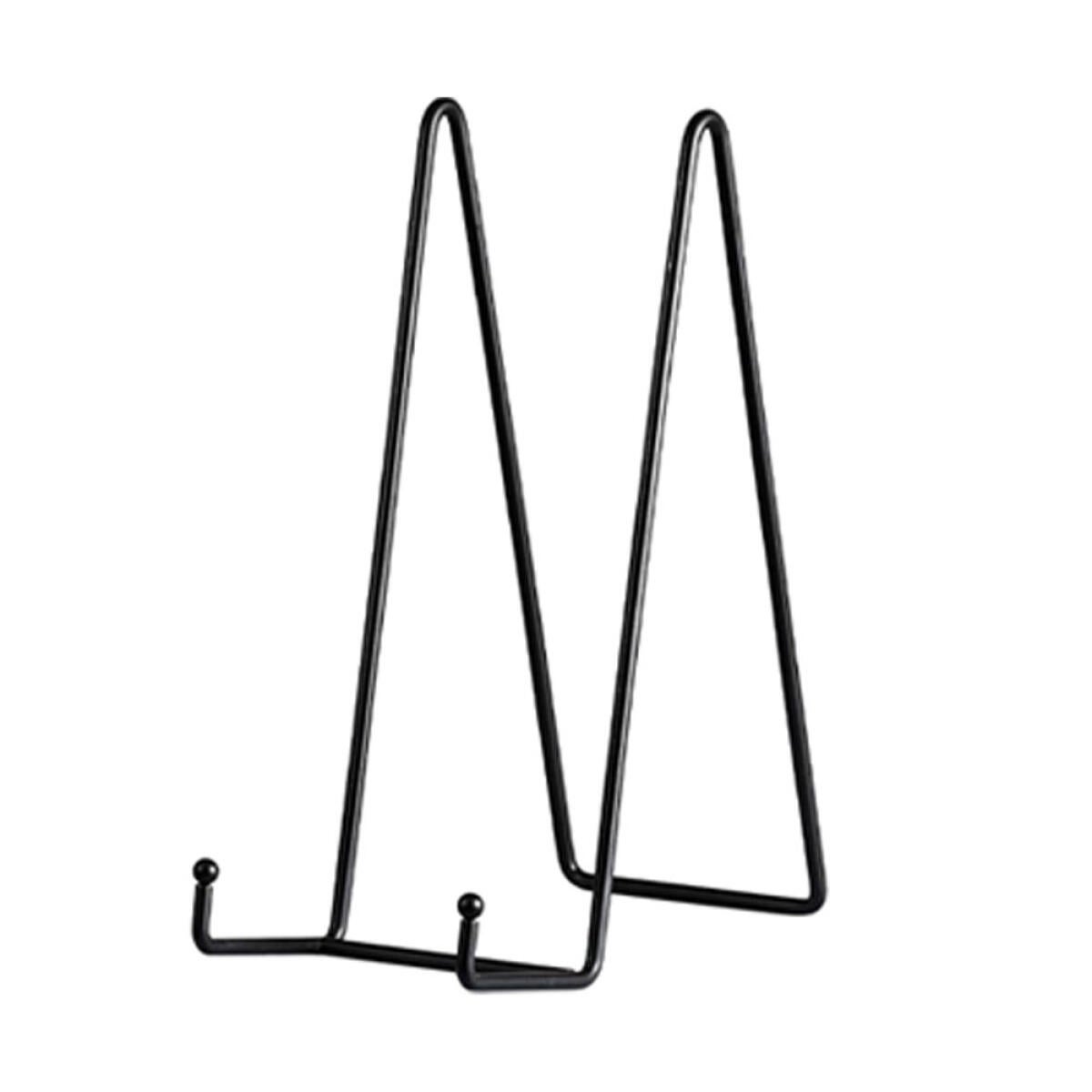 Stojak na talerze w stylu sztalugi - Dekoracyjny stojak metalowy (1 sztuka) - Ramka na zdjęcia na biurko - Żelazo - Czarny - 25,6 cm