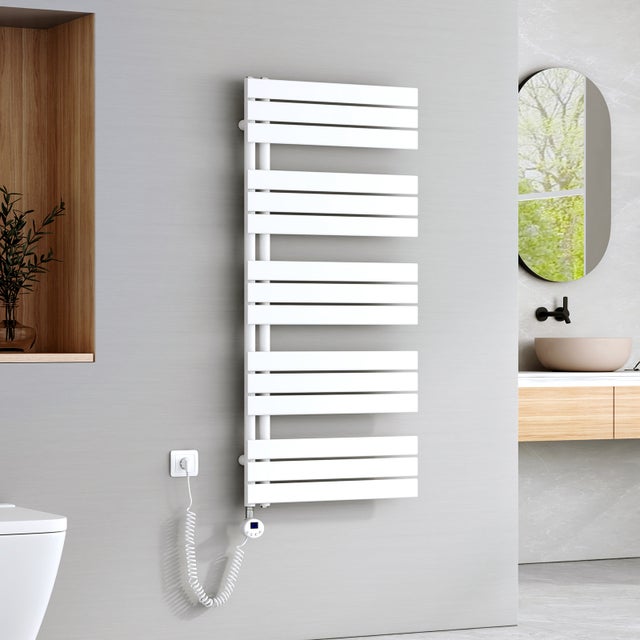 EMKE Scaldasalviette elettrico 132 × 60 cm - Controllo Intelligente con Programmazione Settimanale via APP - 800W - Bianco