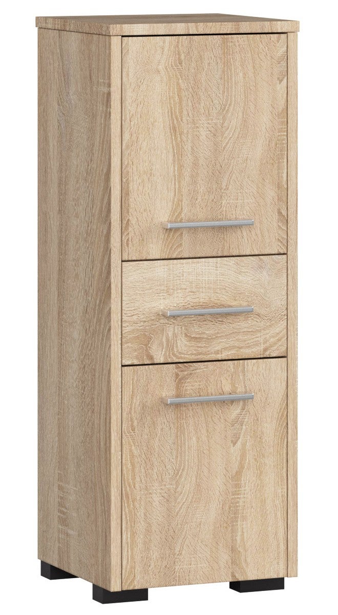 Szafka łazienkowa AKORD FIN Dąb Sonoma 30 cm 2 drzwi 1 szuflada kolor Dąb Sonoma mat 3 półki 30x30x85 cm