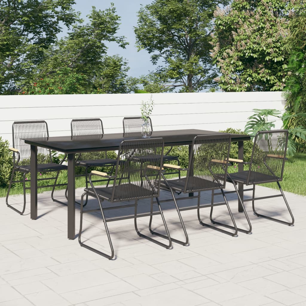 7-częściowy zestaw mebli ogrodowych, czarny, rattan PVC vidaXL