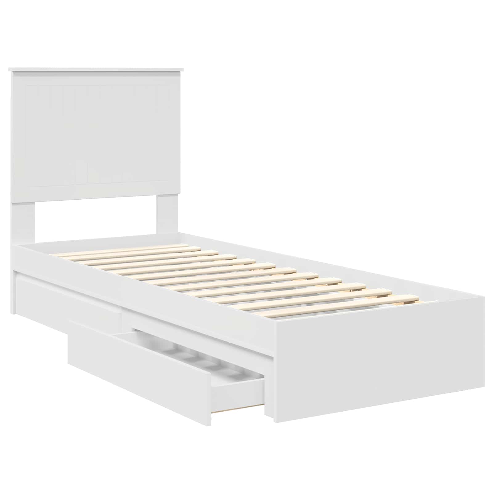 Lit de rangement blanc 75 x 190 cm en panneau de bois - 5