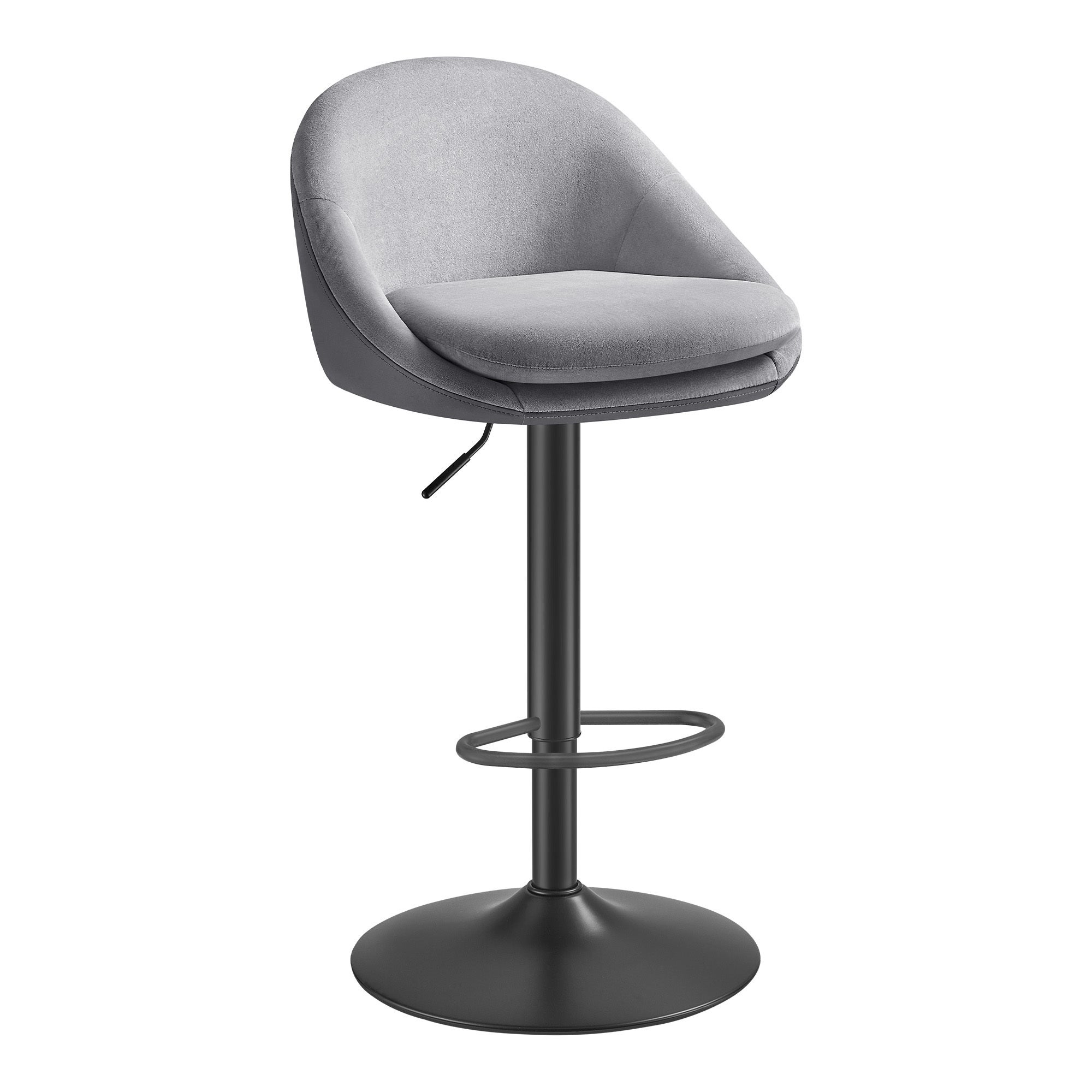 Tabouret De Bar Réglable SIMPLIHOME Lowell – 83,8 Cm – Gris Clair, Assise Aspect Lin, Piètement Chrome, Pivot 360°