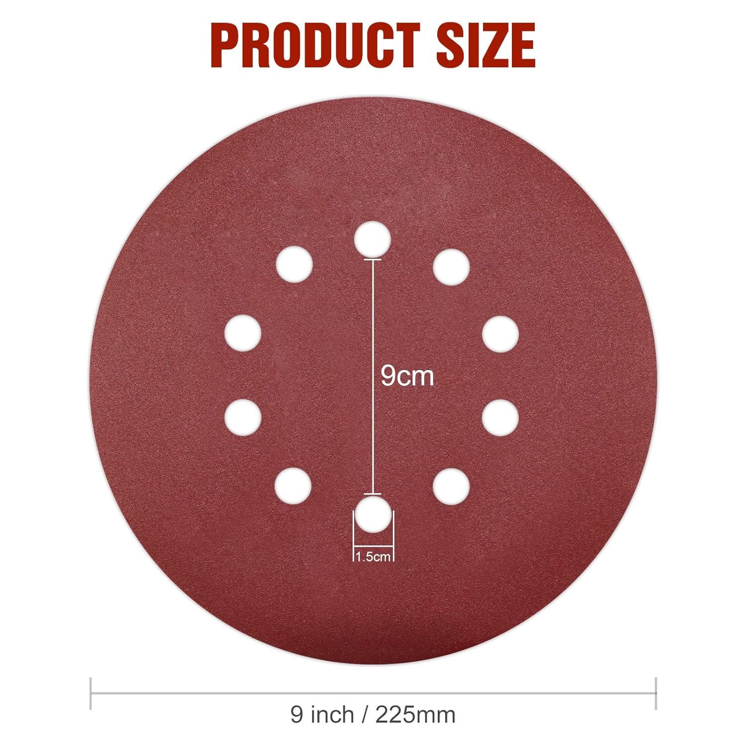 Disques de Ponçage 225 mm 10 Pièces Grain P240 10 Trous Disques Abrasifs 225 mm Ronds Papier Abrasif for Ponceuse pour Cloisons Sèches Ponceuse Girafe - 3