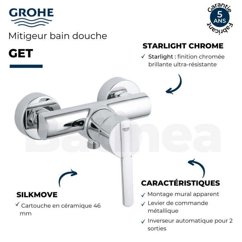 GROHE Mitigeur bain douche Get Chromé - 2