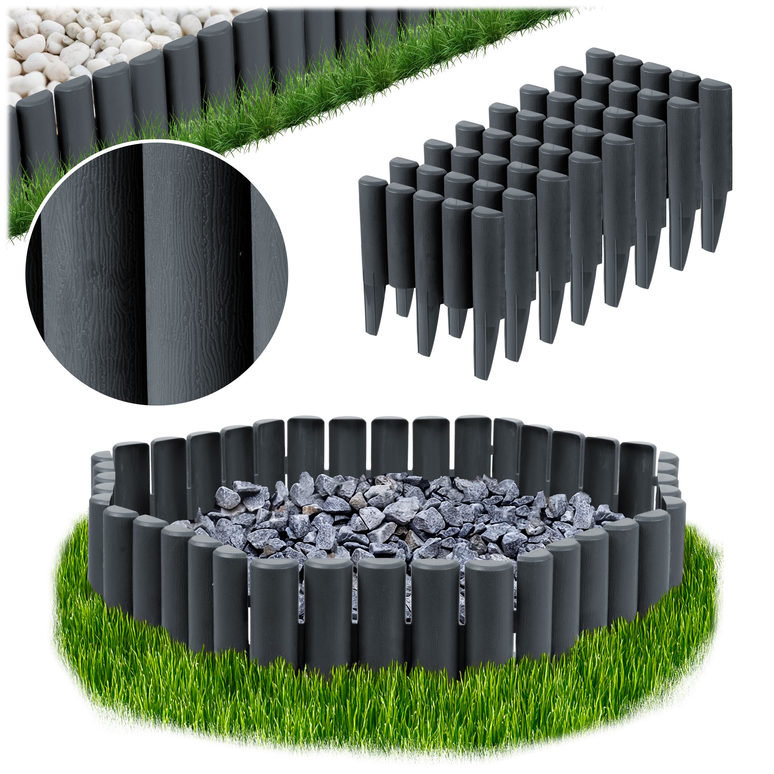 Obrzeże ogrodowe Plonos 496101 25x23cm 8szt. szary