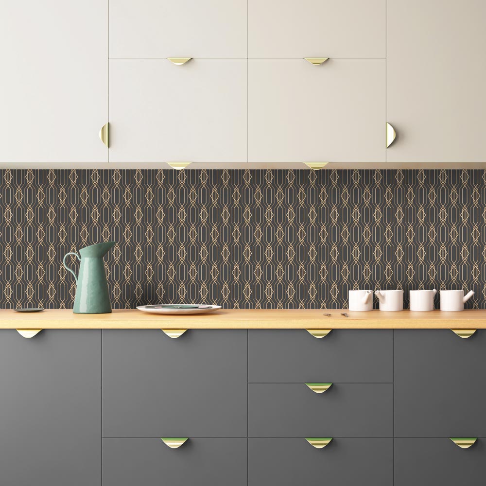 Salpicadero de cocina adhesivo art deco geo - 100 x 40 cm