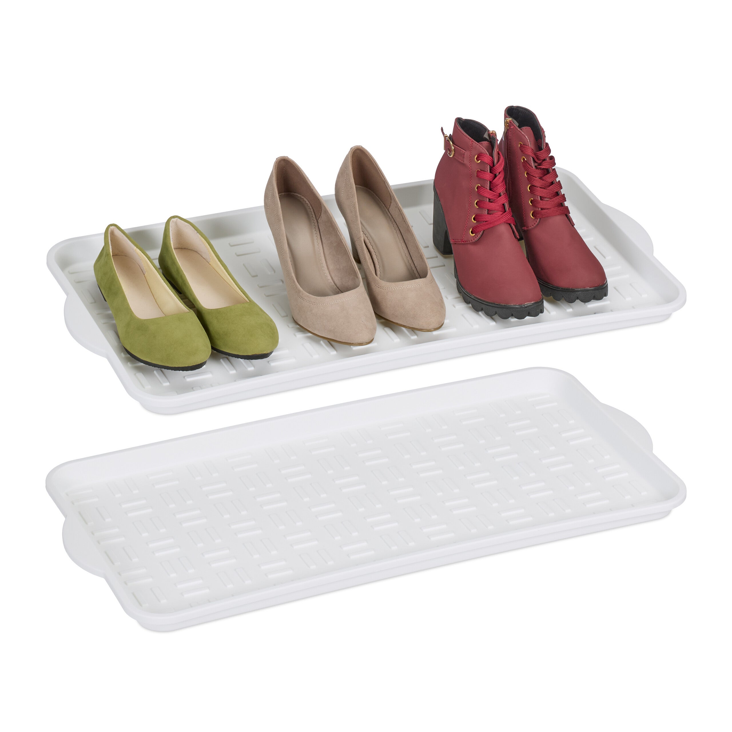 Relaxdays Plateau Chaussures Lot De 2 Bac goutteur Pour 3 Paires relaxdays-plateau-chaussures-lot-de-2-bac-goutteur-pour-3-paires