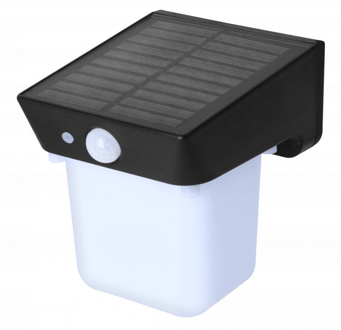 Kinkiet solarny z czujnikiem ruchu kinkiety solarne LED Neutralna biel 180lm czarno-biały wym:11x11x11,5cm IP54 Ecolight