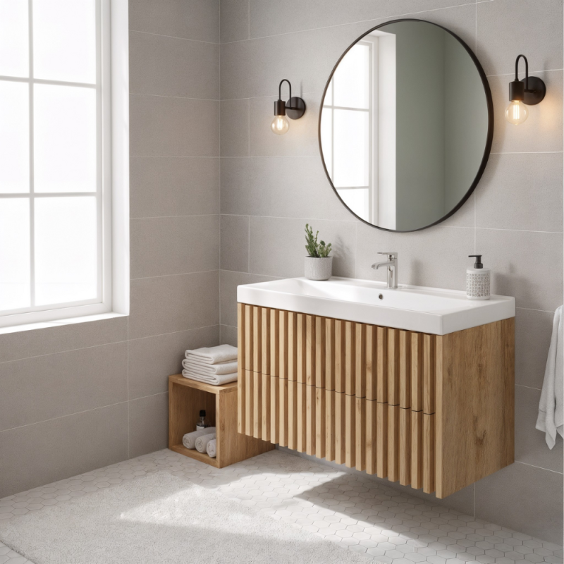 Meuble de salle de bain avec lavabo SAT Delano 100x56x46 cm chêne mat (DELANO100ZDUM) - 2