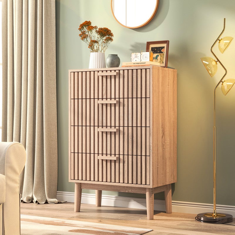 Armoire 4 tiroirs, Commode pour chambre à coucher, Armoire de rangement, Conception anti-basculement, Adaptée à la chambre - 4