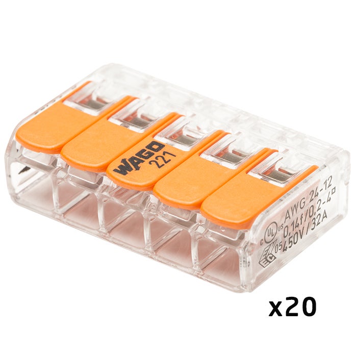 Pot de bornes Wago, 30x2 entrées, 50x3 entrées, 20x5 entrées, 32A, transparent, sans outils, CAGE CLAMP®, 405V, 4kV, 0.14-4 mm² - 4