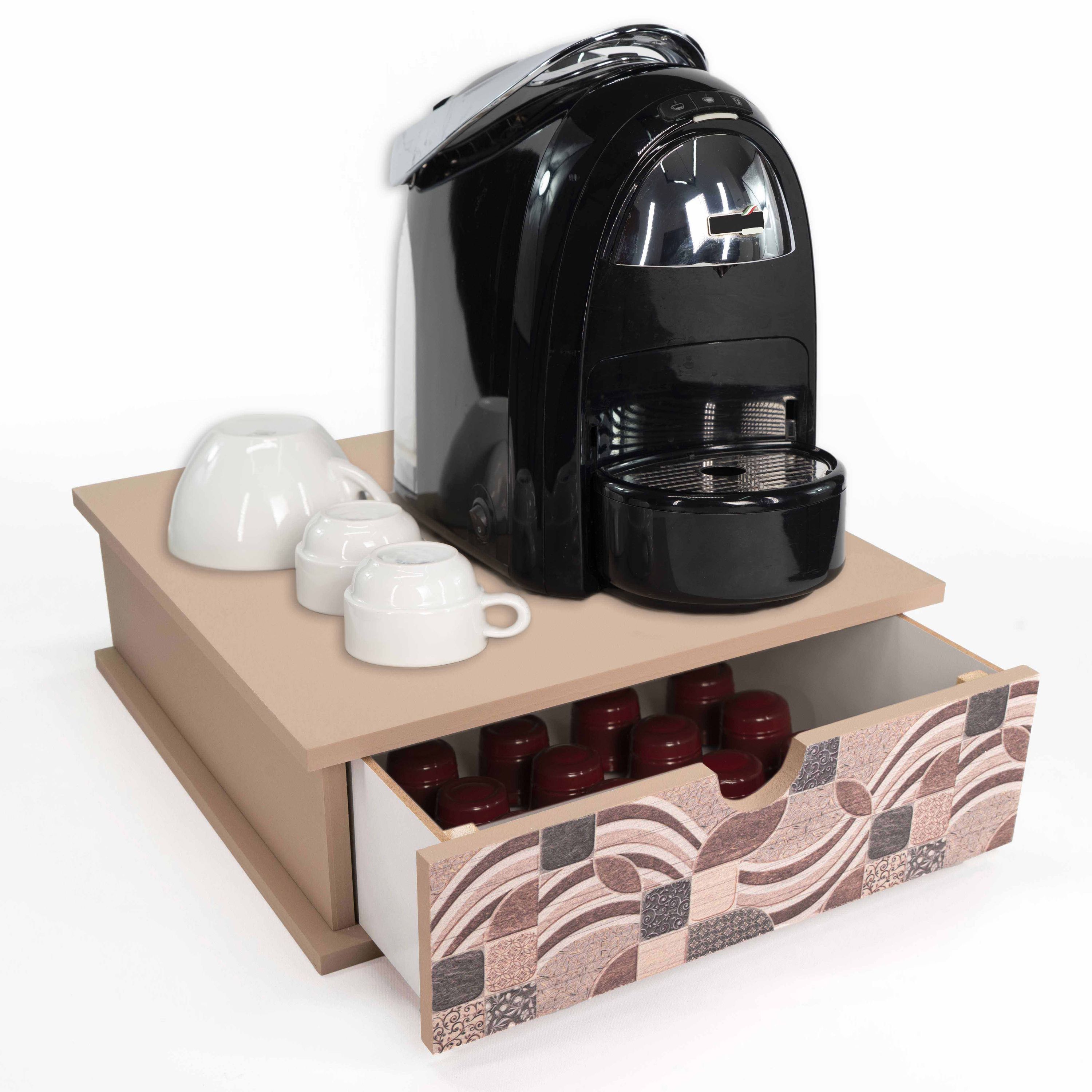 Contenitore Porta Capsule E Cialde Caffè Cassetto ORGANIZER Shabby GIRASOLE 33x33 Cm In Legno