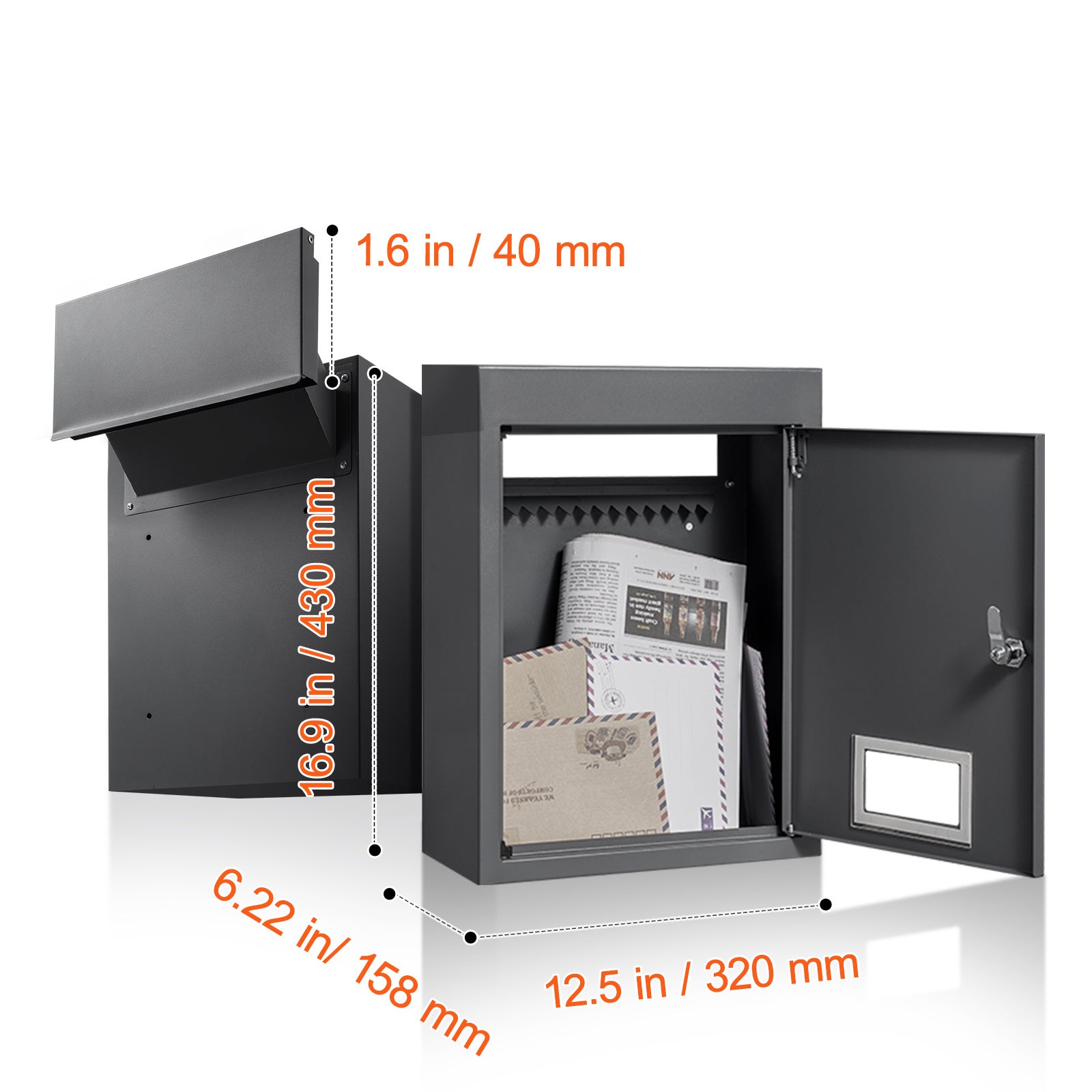 Boîte aux lettres murale,SucceBuy boîte aux lettres en acier robuste avec serrure à combinaison de 2,8 à 7,9 