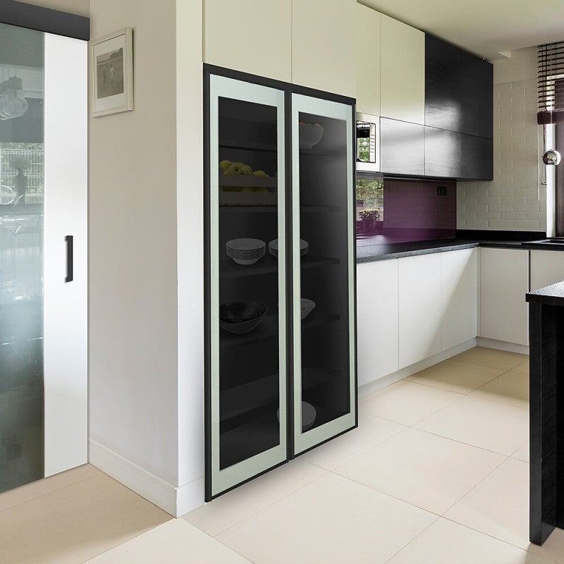 Kit SLID'UP 280 aluminium anodisé noir pour 2 portes de placard coulissantes 18 mm - rail 2 m - 50 kg - 3