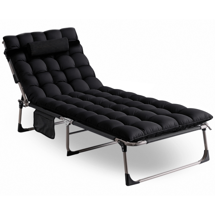 Leżak Fotel Rozkładany Do Spania Salonu Leżanka Jednoosobowa Czarny VENUS