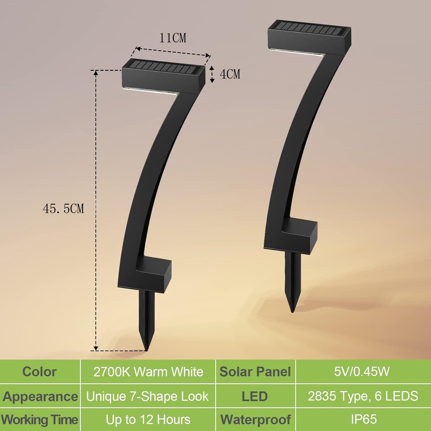 Lot de 4 lampes solaires LED d'extérieur , étanchéité IP65, lampadaire de jardin 0,45 W, idéal pour les allées, les patios et les allées - 2