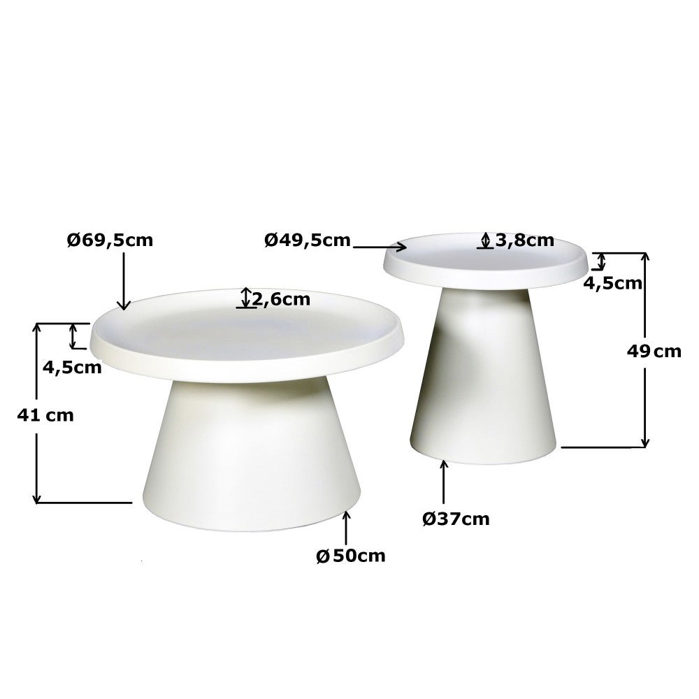 Lot de 2 tables basses rondes LOTUS/ Blanc - 4