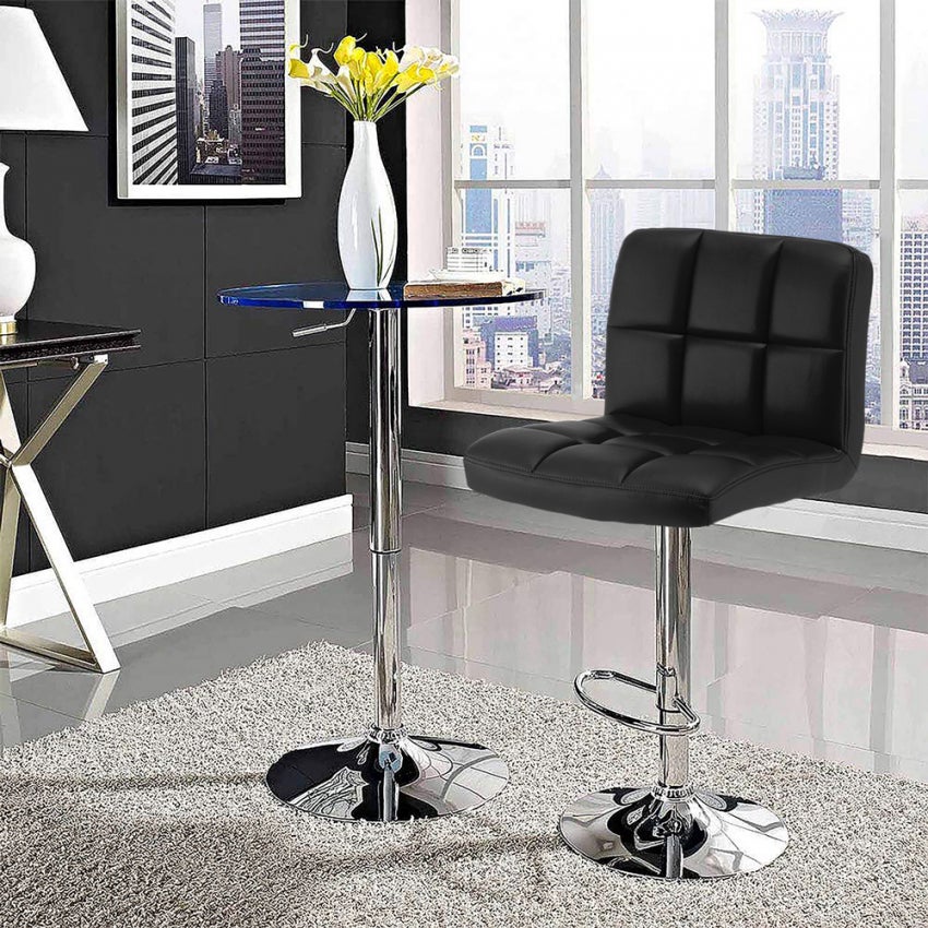 Tabouret de bar cuisine fixe pivotant réglable dossier repose-pied Atlanta - noir - 2