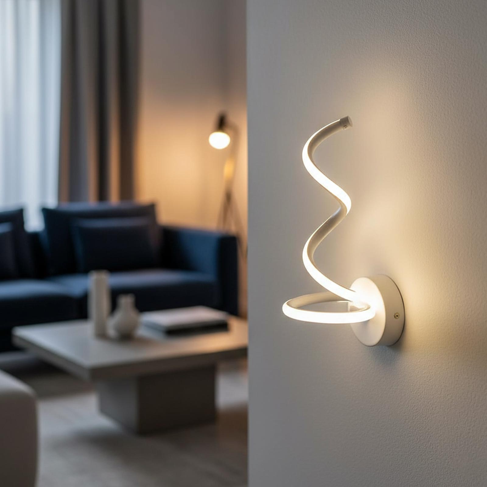 Applique murale LED moderne 12 W avec température de couleur réglable sur 3 niveaux de 3000K à 6500K design spiralé, idéale pour chambre ou salon 230V - 2