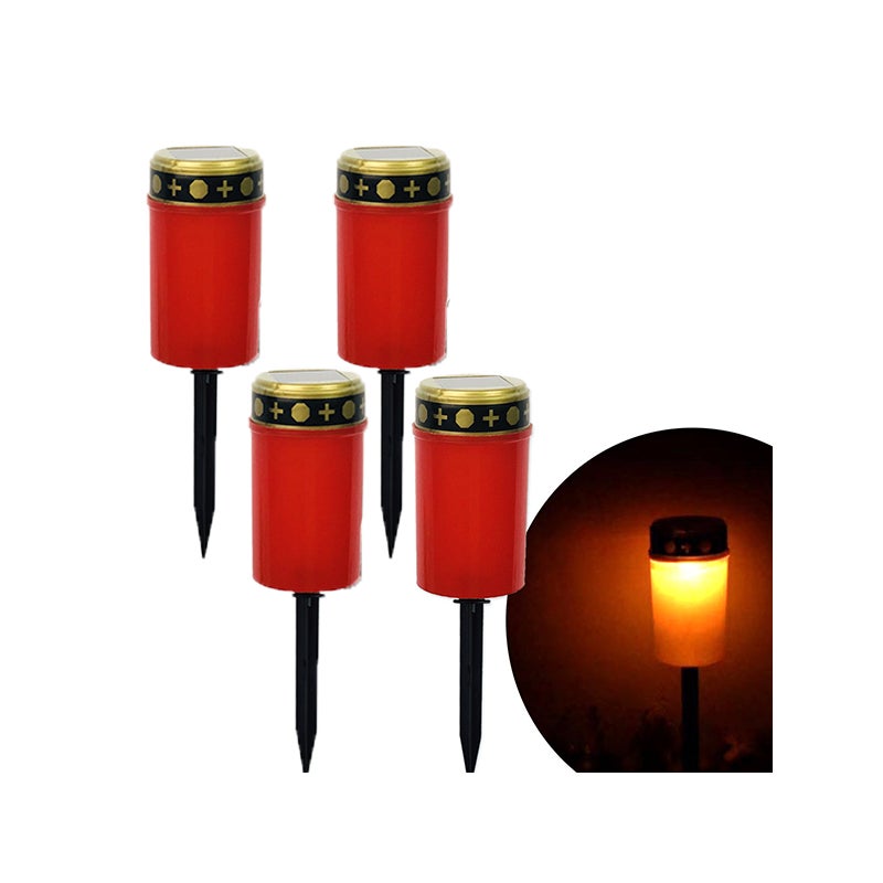 Wodoodporna czerwona lampa solarna LED, zasilana energią słoneczną, z uchwytem czujnika światła, 7 cm x 12 cm, zestaw 4 szt.