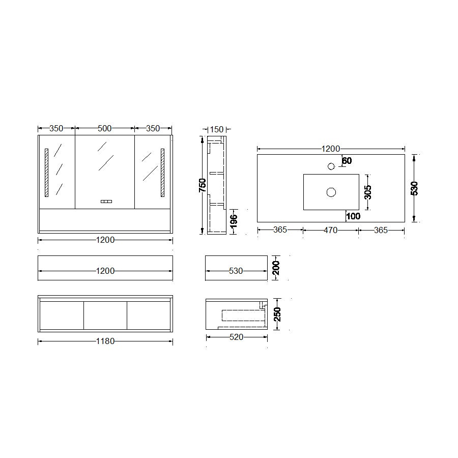 Meuble de salle de bain Beige Madras - 118 cm - 5