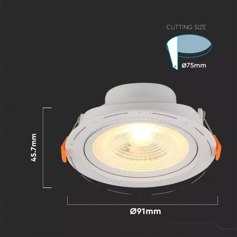 7W LED Reflector Downlight 7W Round 6400K - 4
